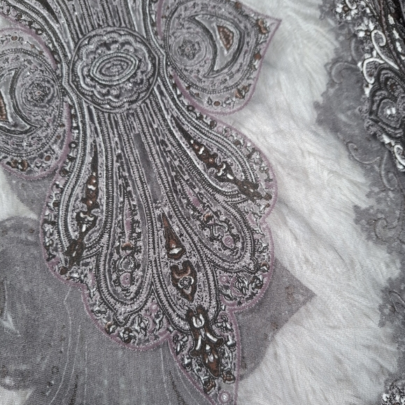 Pretty Persuasions Burnout Paisley Print Kimono Jacket OS Boho Festival Fringed - Picture 8 of 11